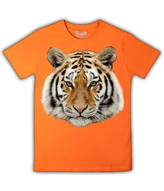 тигр 3д на оранжевой